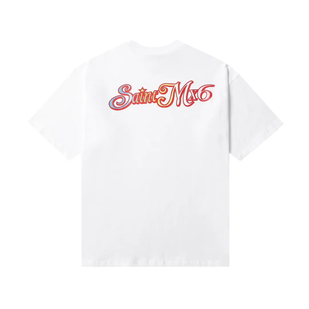 Saint Michael series trendy T craft letter drawing round neck short sleeves Style number: D3186P110 Color: white Code number: S M L XL